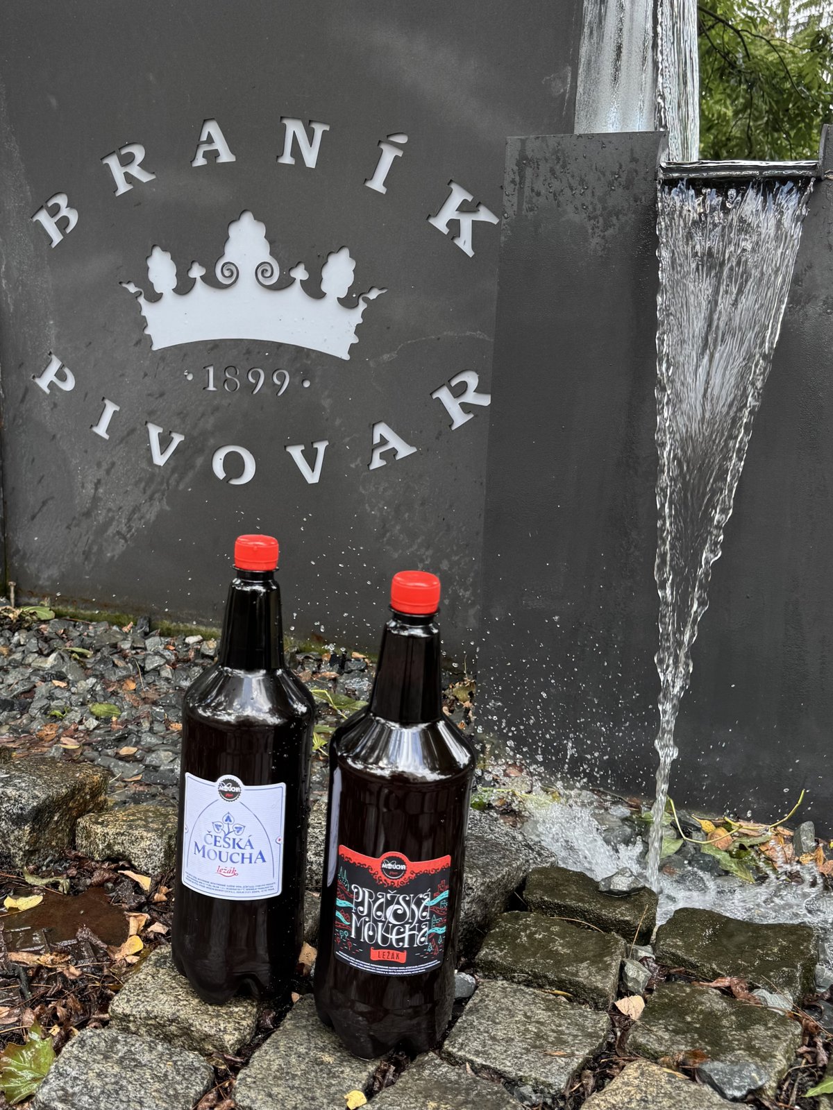 <strong>Pivovar Moucha na místě.</strong> Dvě lahve jako důkaz, že jsme dorazili správně i když to chvíli nevypadalo.